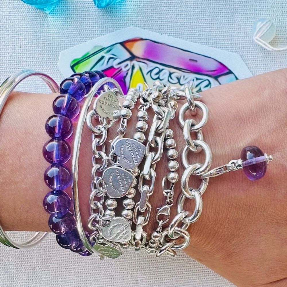 Tiffany & Co. Paloma Picasso 8mm Amethyst Bead Bracelet in Silver, 8 inch